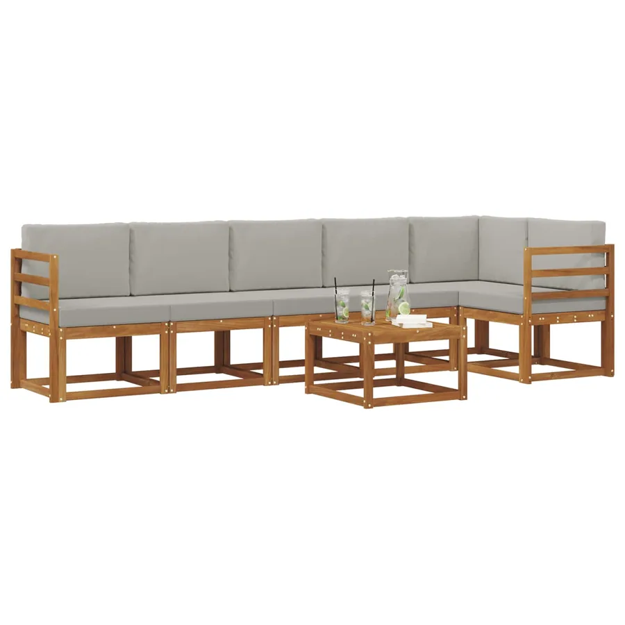 Ensemble de canapés d'extérieur 7 pcs Gris Naturel et Clair - 3