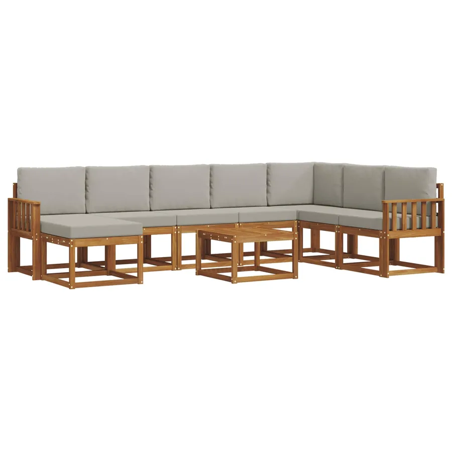 Ensemble de canapés d'extérieur 9 pcs Gris Naturel et Clair - 2
