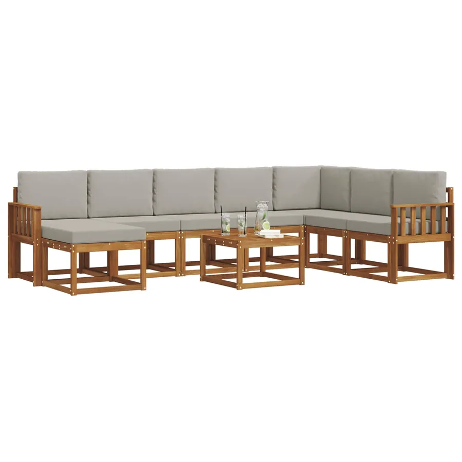 Ensemble de canapés d'extérieur 9 pcs Gris Naturel et Clair - 3