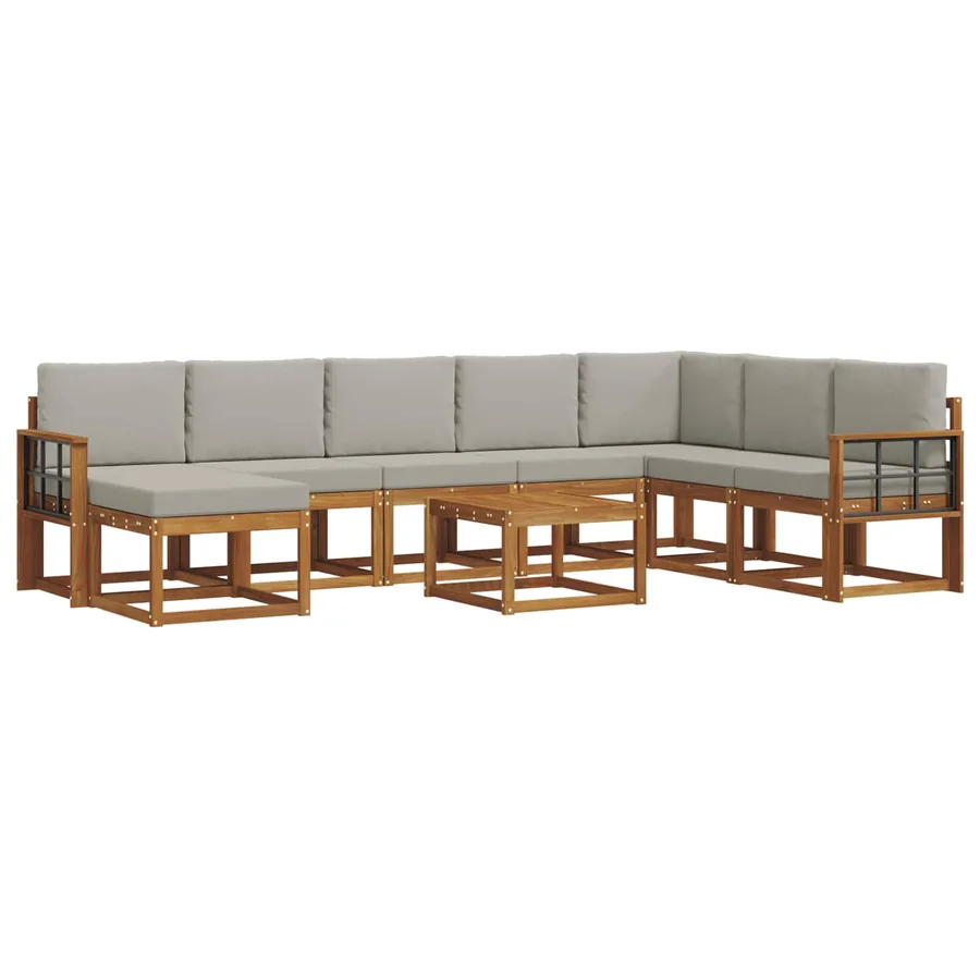 Ensemble de canapés d'extérieur 9 pcs Gris Naturel et Clair - 2