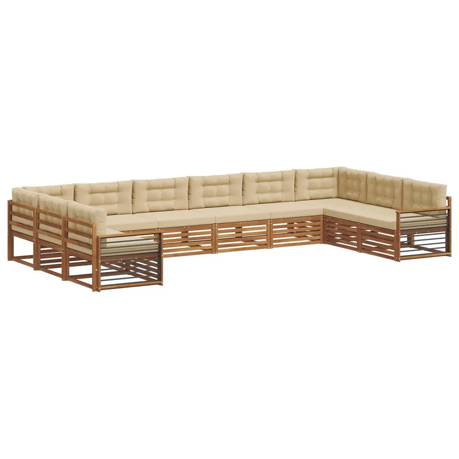Ensembles de canapés avec coussin 10 pcs Naturel et Beige - 2
