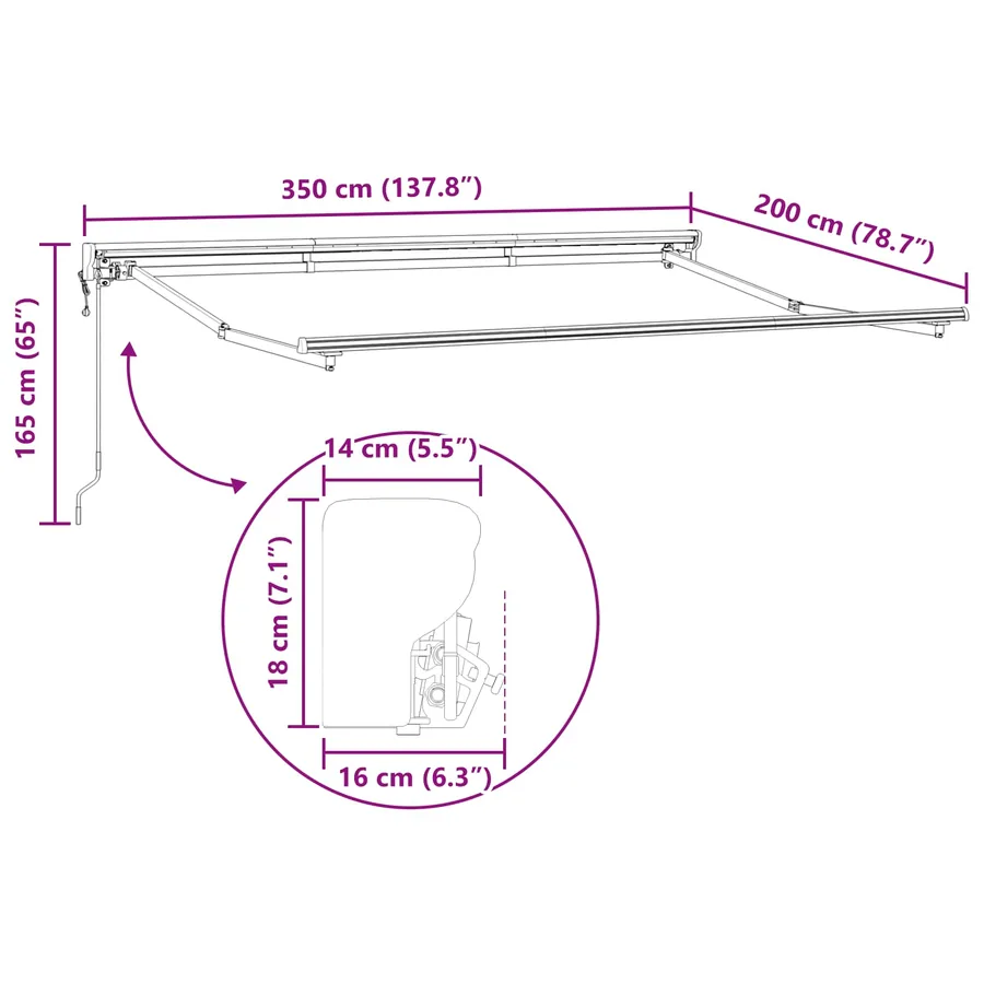 Auvent rétractable électrique Bordeaux 3,5 x 2 m - 11