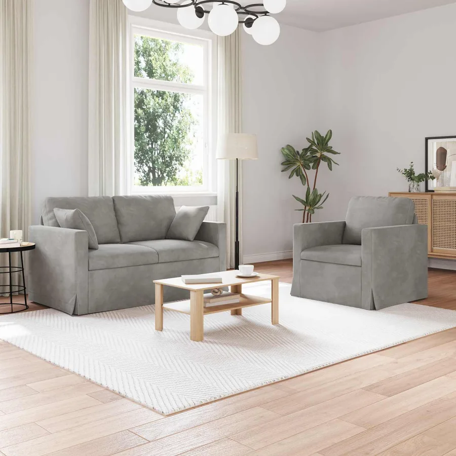 Ensemble de Canapés 2 pcs Gris clair 138 x 78 x 80 cm Velours