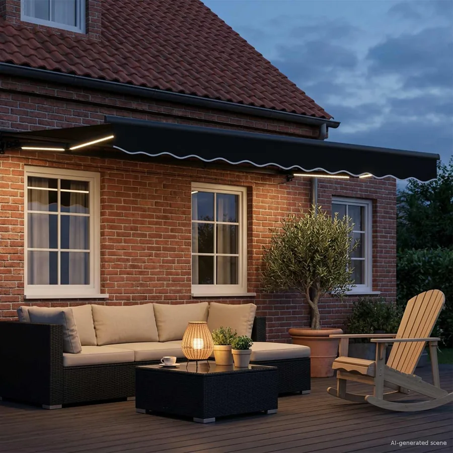 Auvent rétractable électrique Noir et anthracite 3 x 2,5 m - 3
