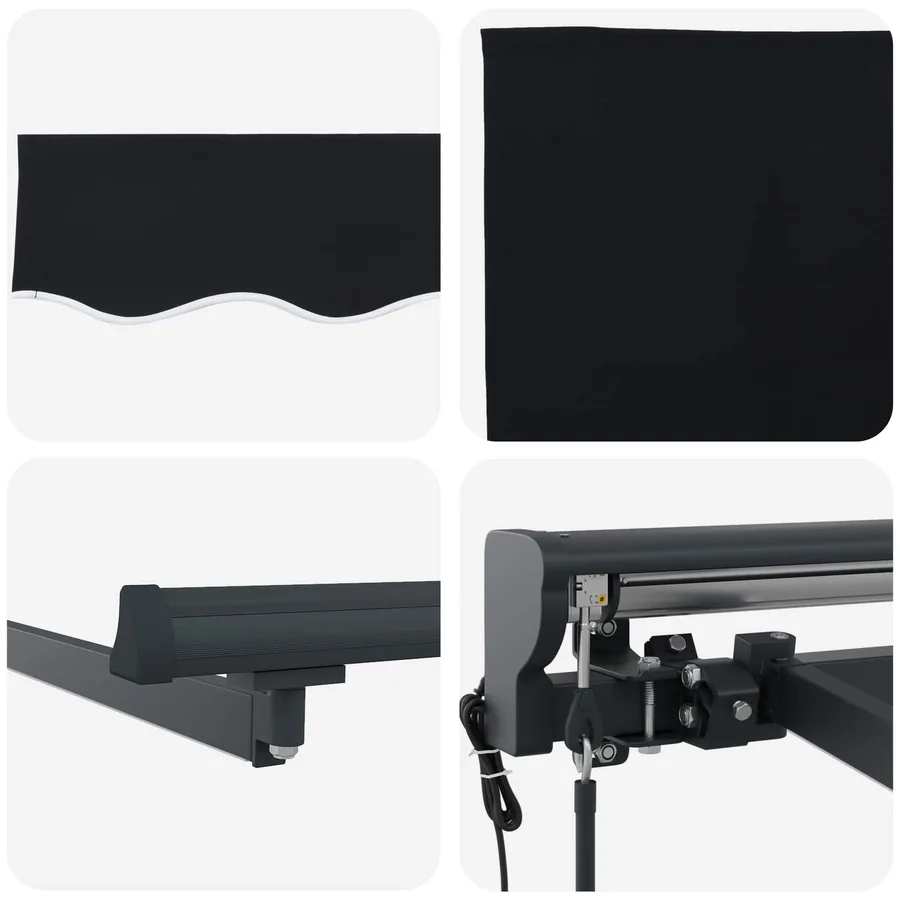 Auvent rétractable électrique Noir et anthracite 3 x 2,5 m - 9