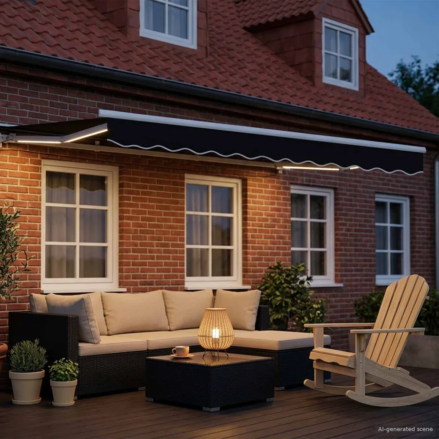 Auvent rétractable électrique Noir et Blanc 3 x 2,5 m - 3