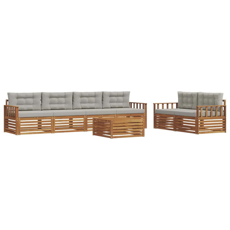 Ensemble de canapés d'extérieur 7 pcs Gris Naturel et Clair - 2