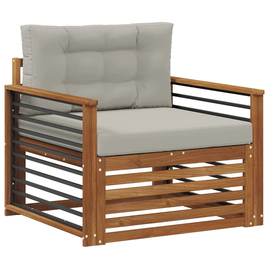 Canapé d’extérieur Bois d'acacia massif et polyester - 2
