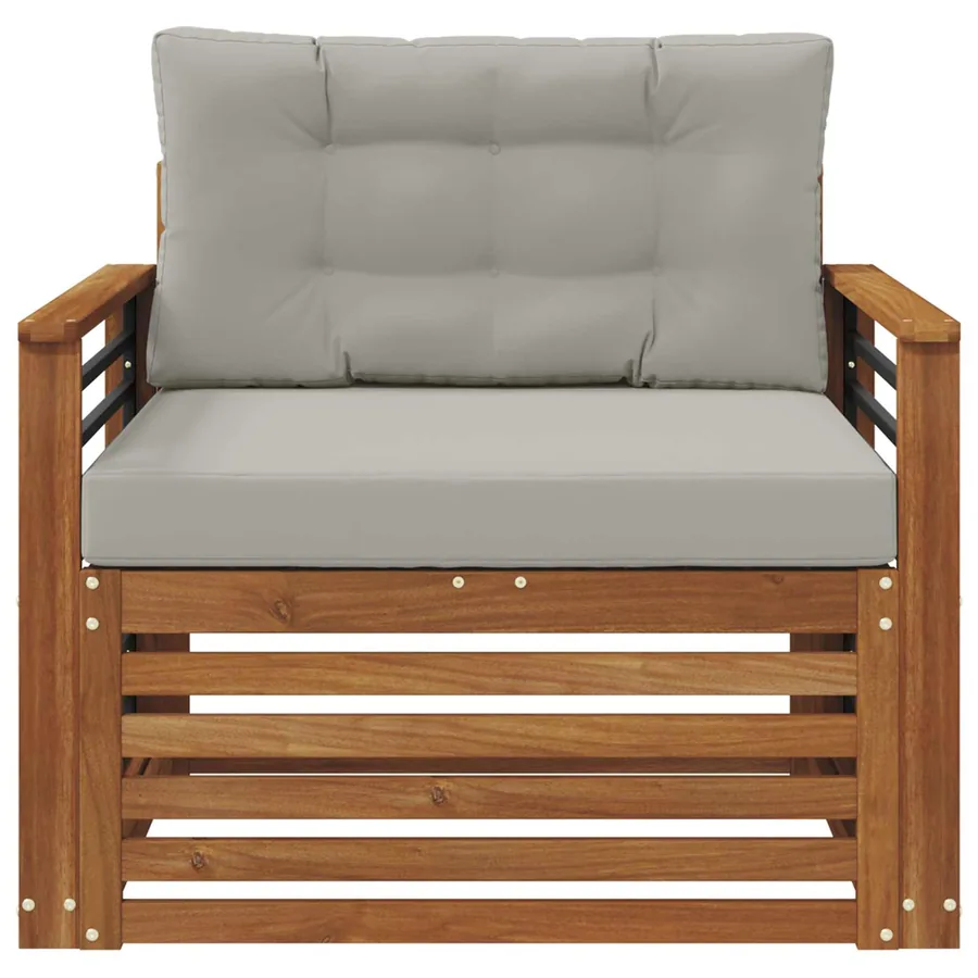 Canapé d’extérieur Bois d'acacia massif et polyester - 3
