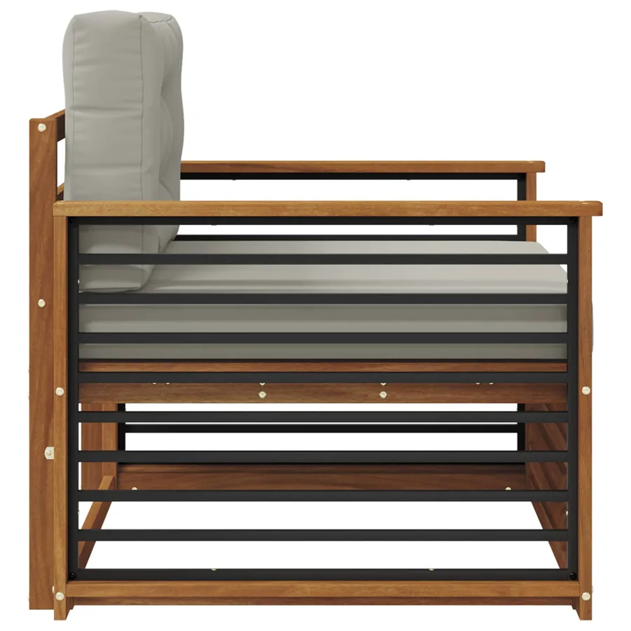 Canapé d’extérieur Bois d'acacia massif et polyester - 4