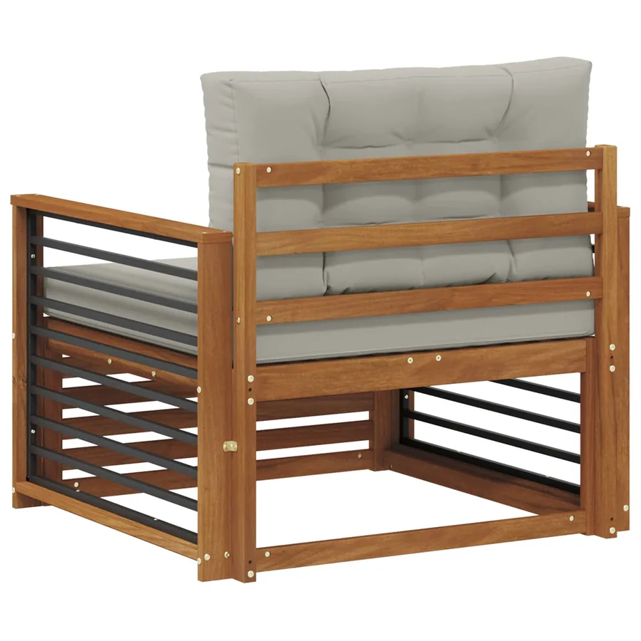 Canapé d’extérieur Bois d'acacia massif et polyester - 5