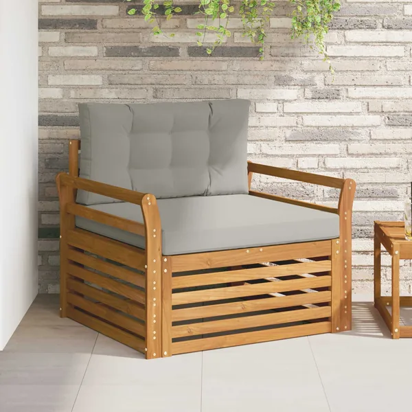 Canapé d’extérieur Bois d'acacia massif et polyester