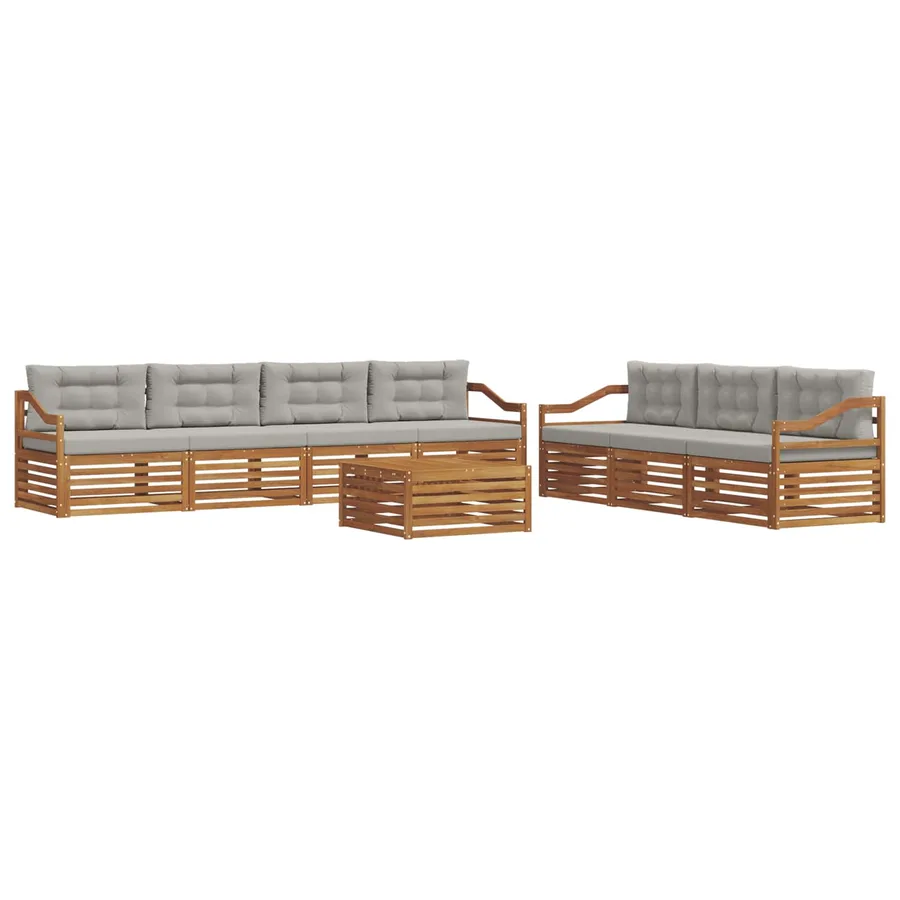 Ensemble de canapés d'extérieur 8 pcs Gris Naturel et Clair - 2