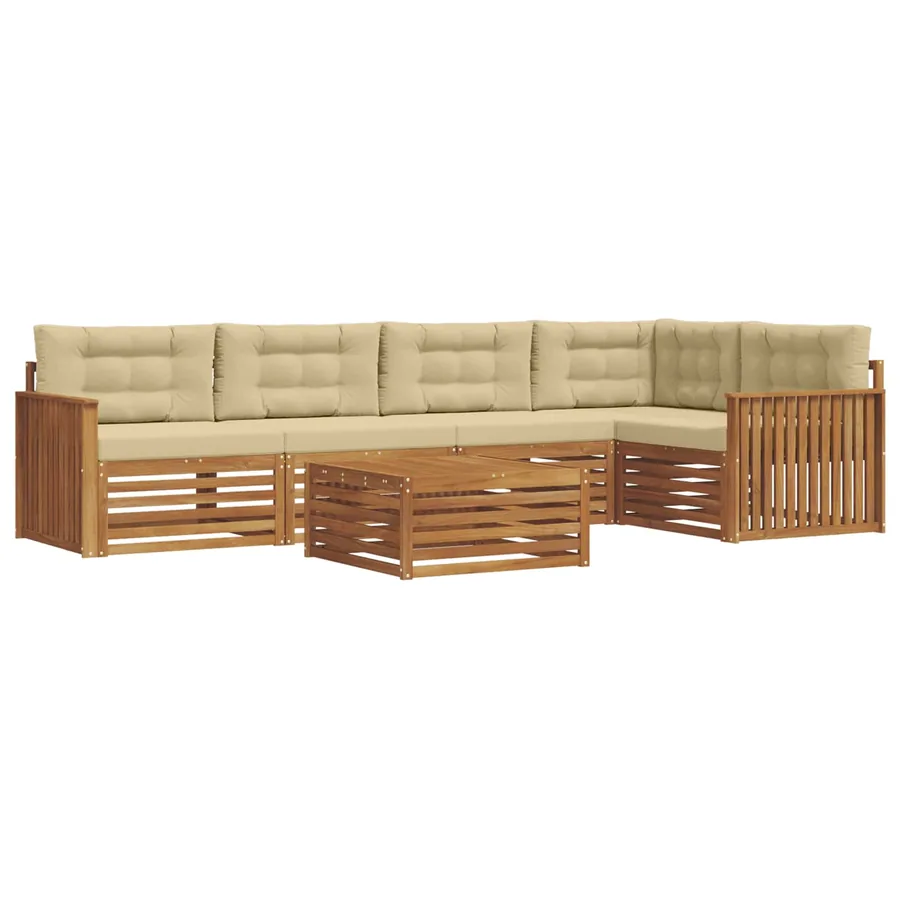 Ensemble de canapés d'extérieur 6 pcs Naturel et Beige - 2