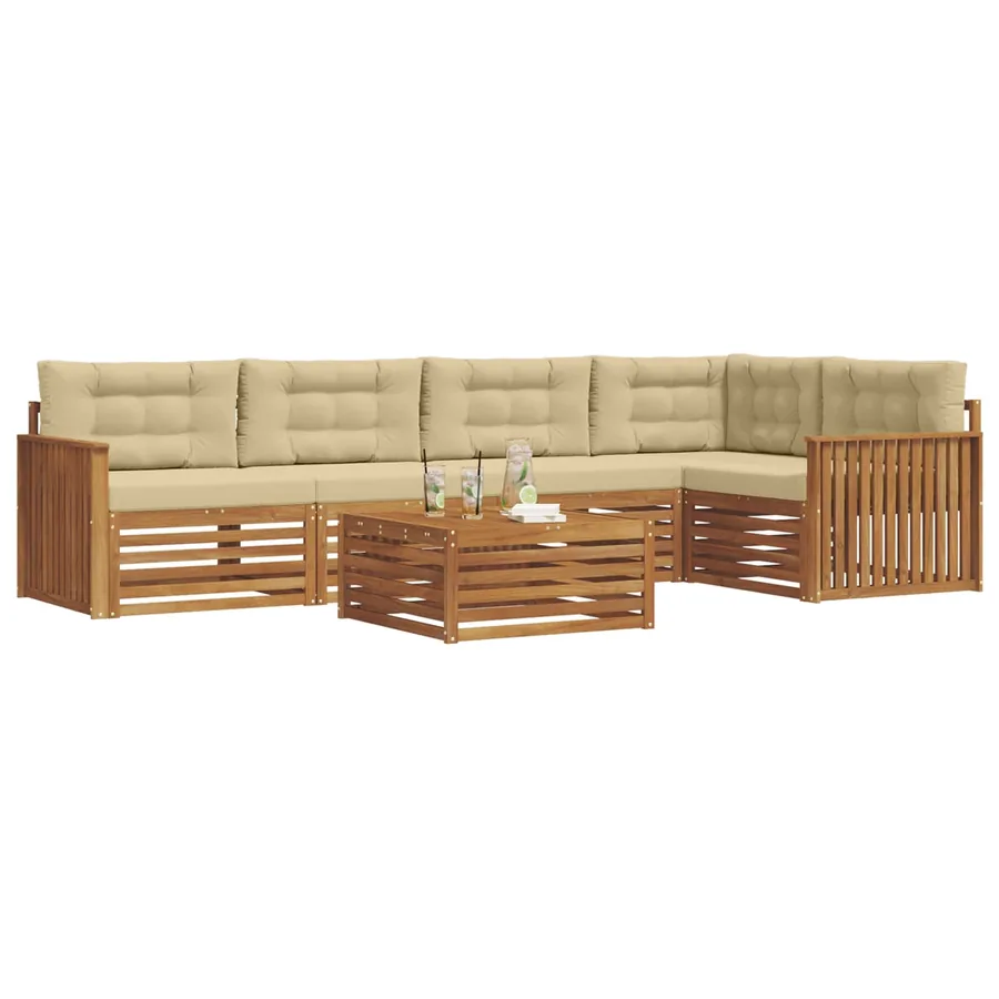 Ensemble de canapés d'extérieur 6 pcs Naturel et Beige - 3