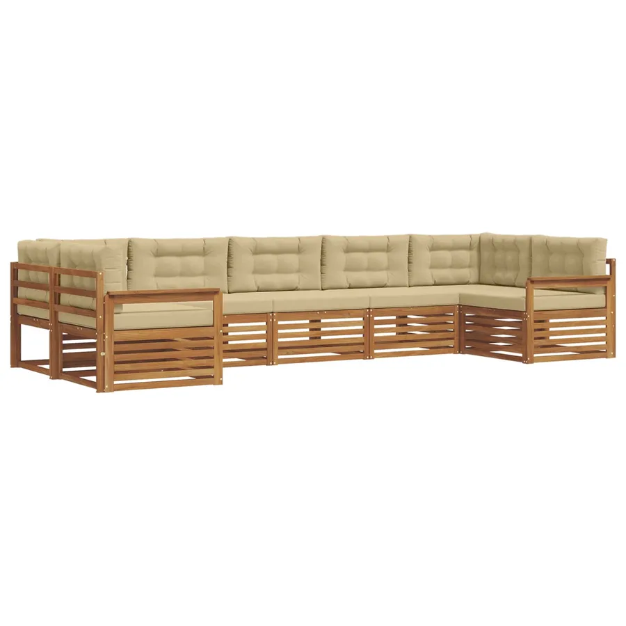 Ensemble de canapés d'extérieur 7 pcs Naturel et Beige - 2