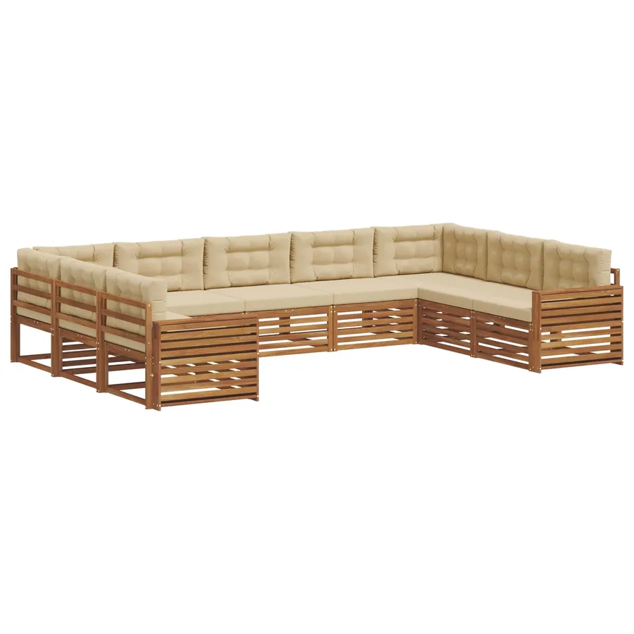 Ensemble de canapés d'extérieur 9 pcs Naturel et Beige - 2