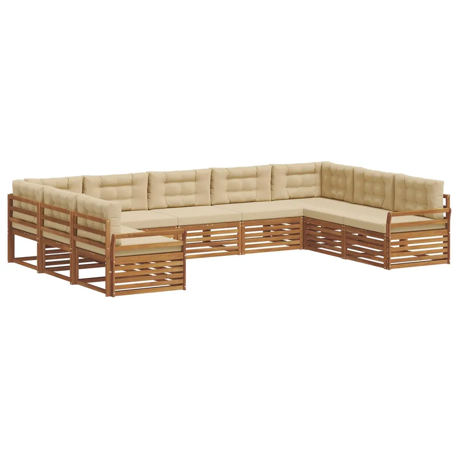 Ensemble de canapés d'extérieur 9 pcs Naturel et Beige - 2