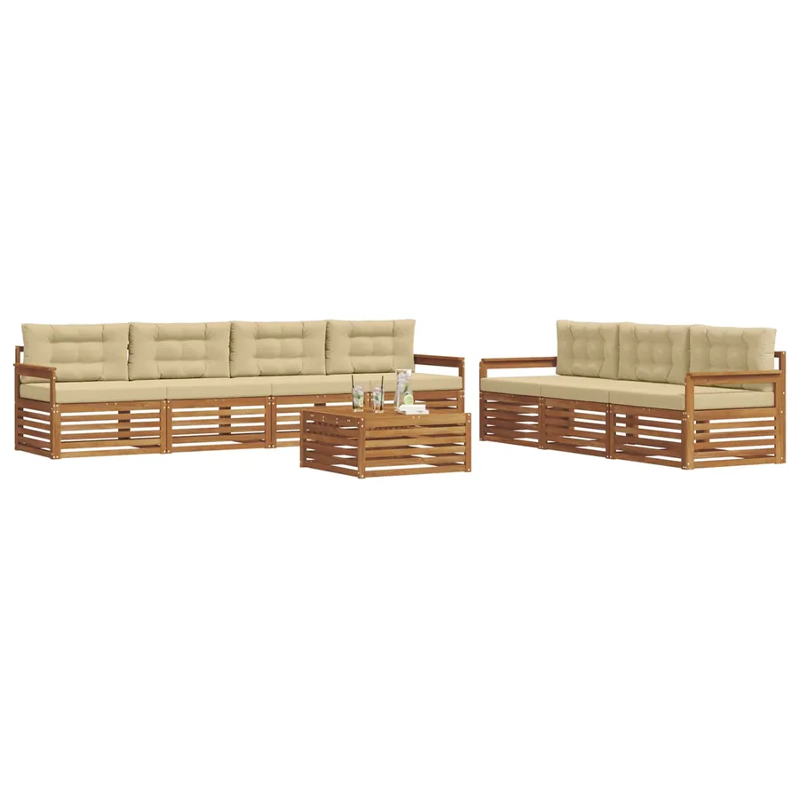 Ensemble de canapés d'extérieur 8 pcs Naturel et Beige - 3
