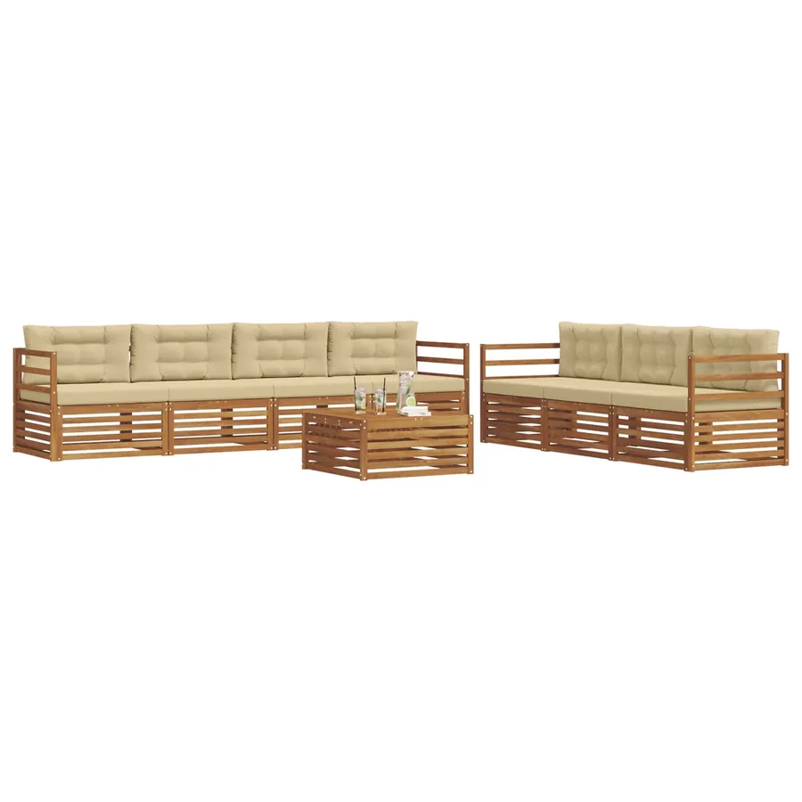 Ensemble de canapés d'extérieur 8 pcs Naturel et Beige - 3