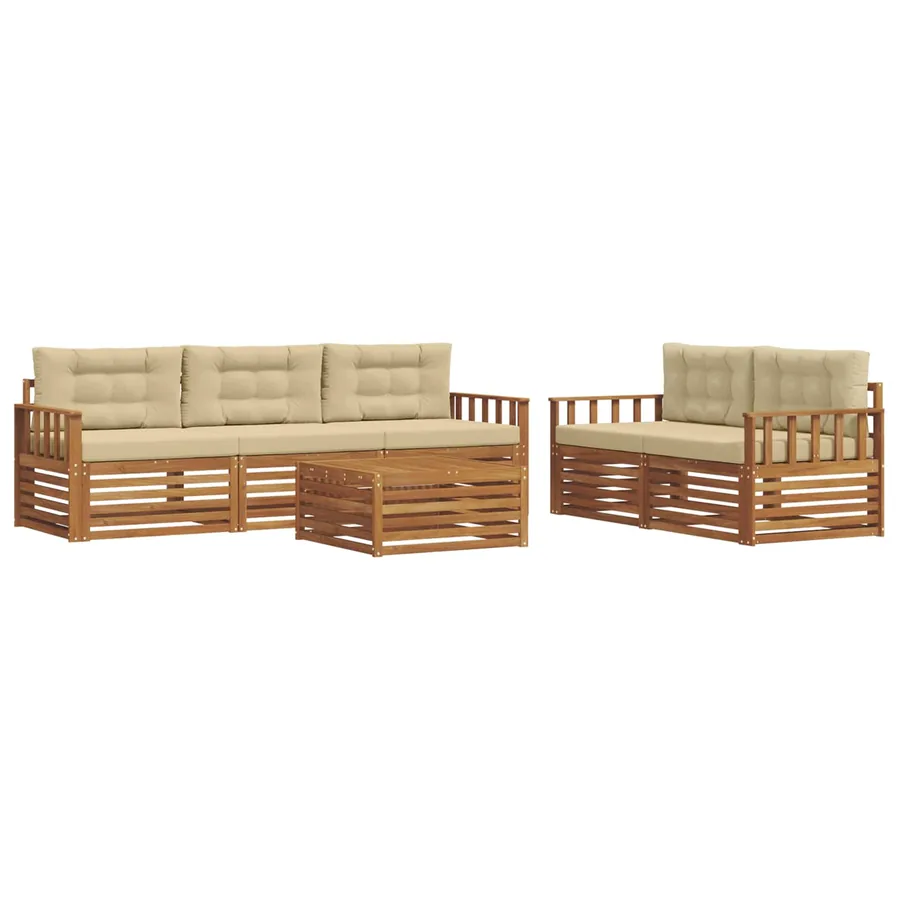 Ensemble de canapés d'extérieur 6 pcs Naturel et Beige - 2