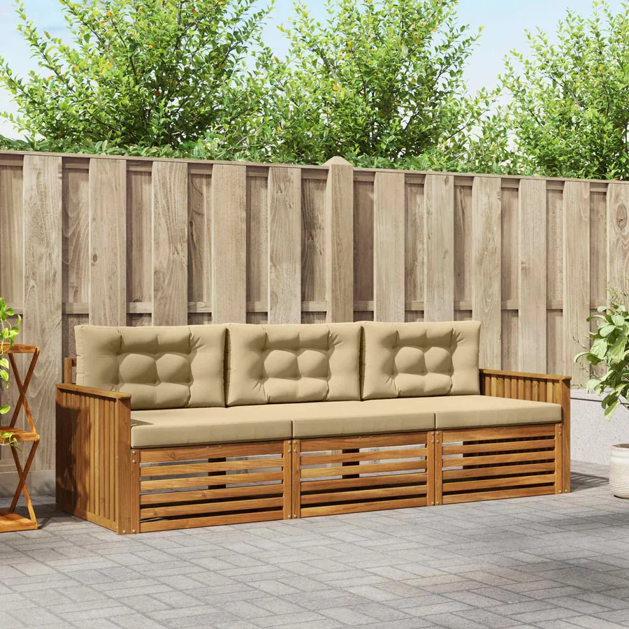 Ensemble de canapés d'extérieur 3 pcs Naturel et Beige