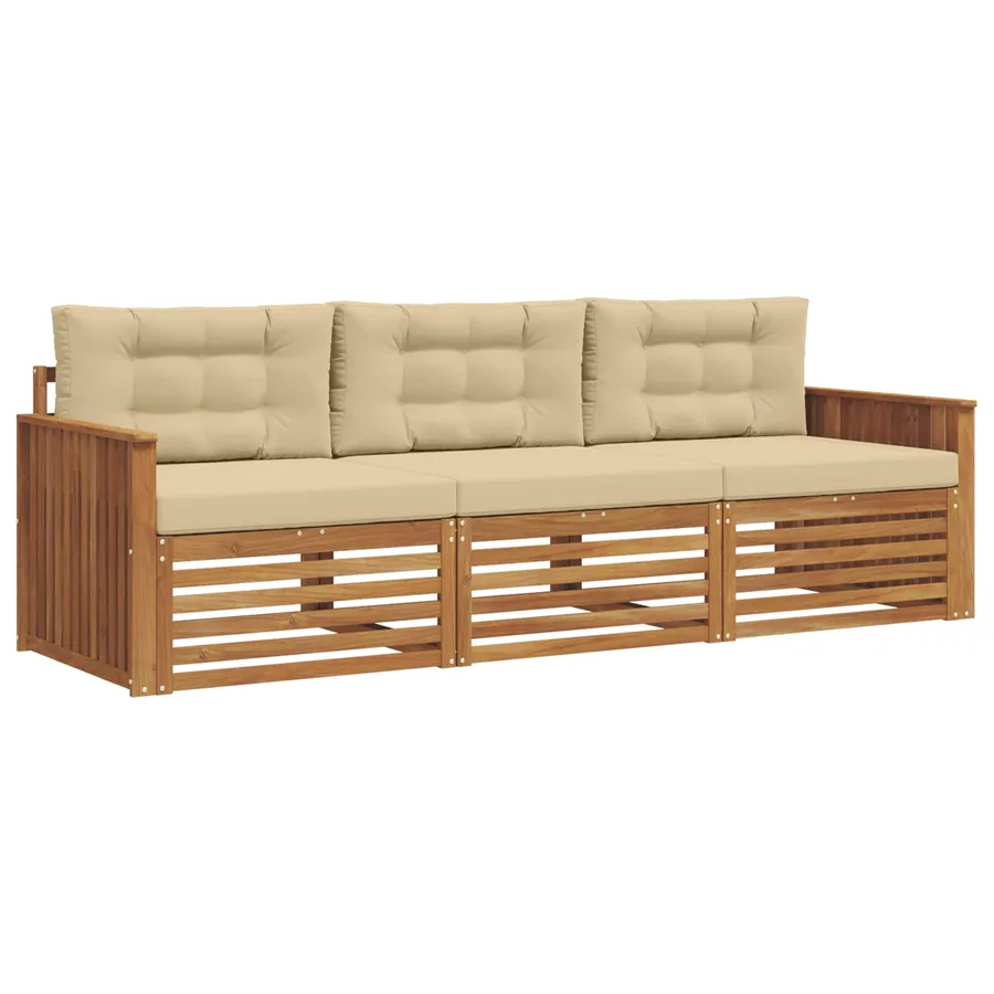 Ensemble de canapés d'extérieur 3 pcs Naturel et Beige - 2