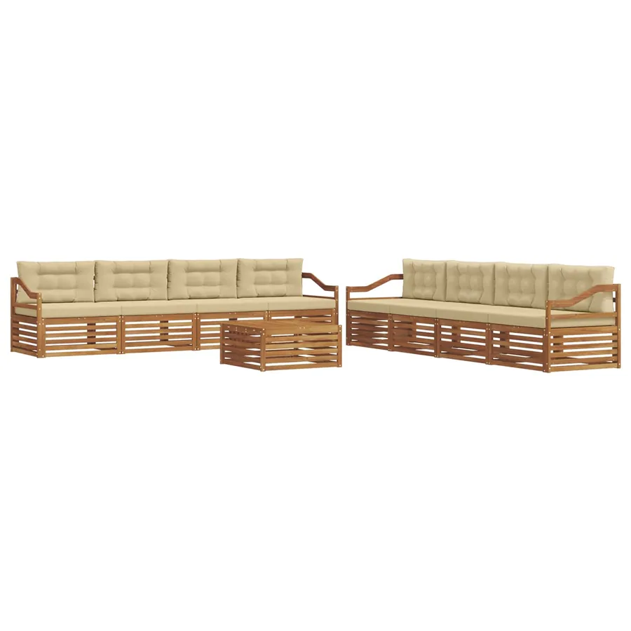 Ensemble de canapés d'extérieur 9 pcs Naturel et Beige - 2