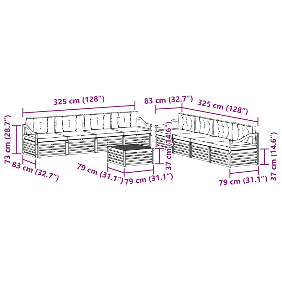 Ensemble de canapés d'extérieur 9 pcs Naturel et Beige - 9