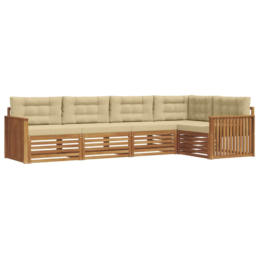 Ensemble de canapés d'extérieur 5 pcs Naturel et Beige - 2