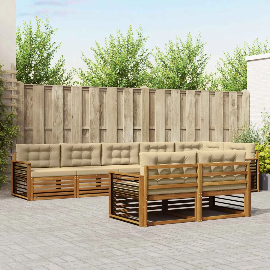 Ensemble de canapés d'extérieur 8 pcs Naturel et Beige