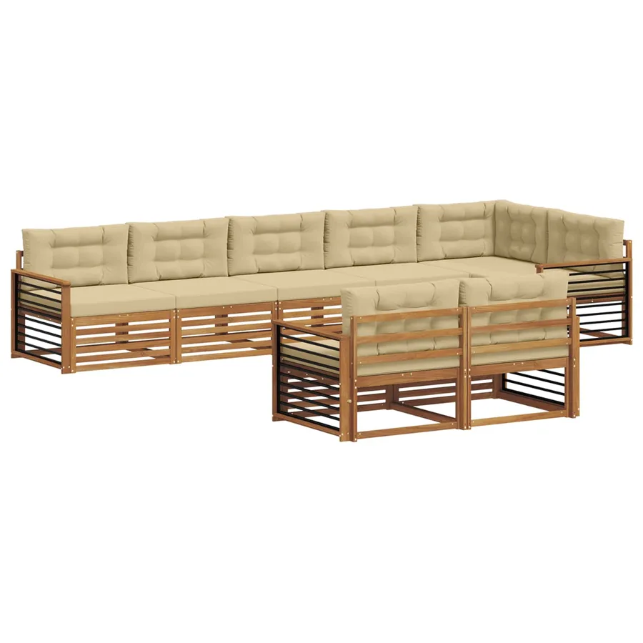 Ensemble de canapés d'extérieur 8 pcs Naturel et Beige - 2