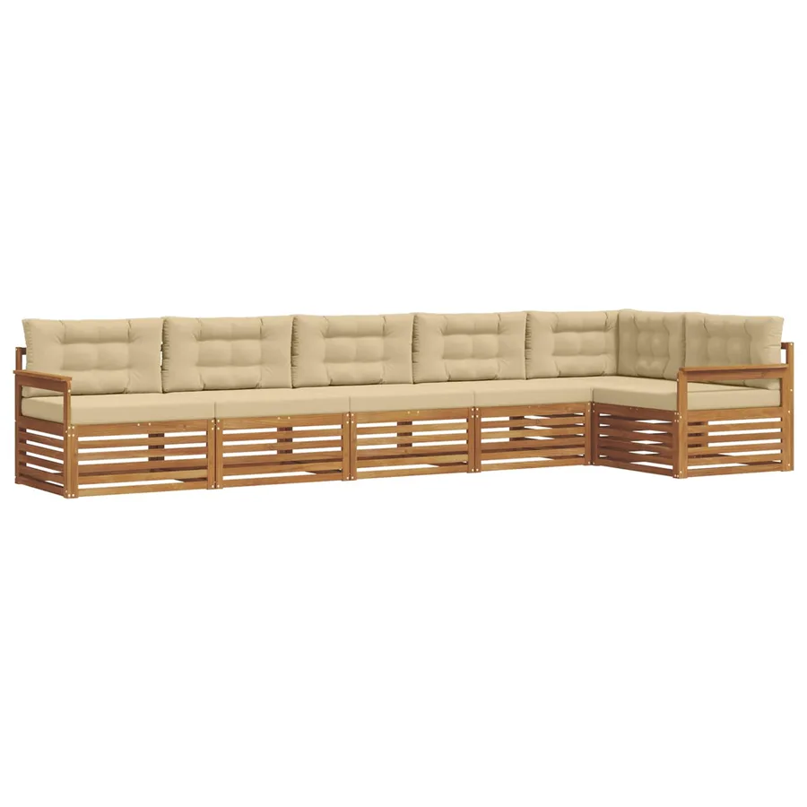 Ensemble de canapés d'extérieur 6 pcs Naturel et Beige - 2