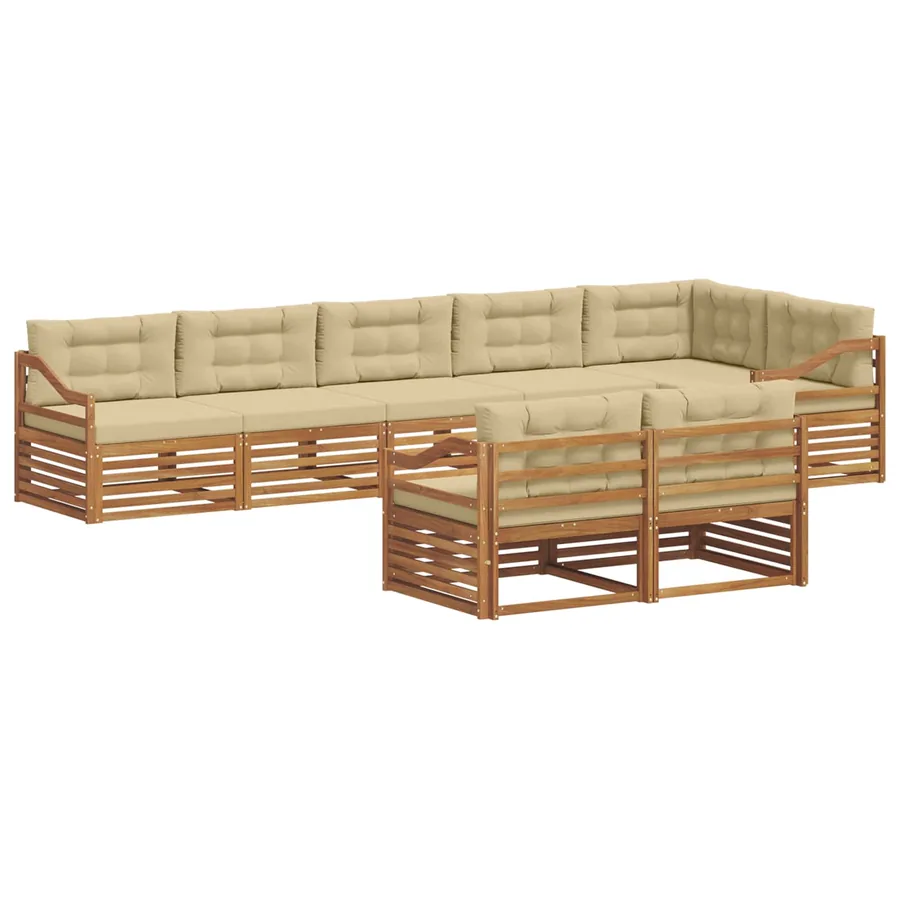 Ensemble de canapés d'extérieur 8 pcs Naturel et Beige - 2