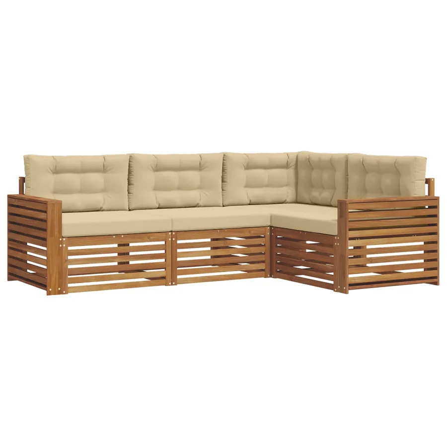Ensemble de canapés d'extérieur 4 pcs Naturel et Beige - 2
