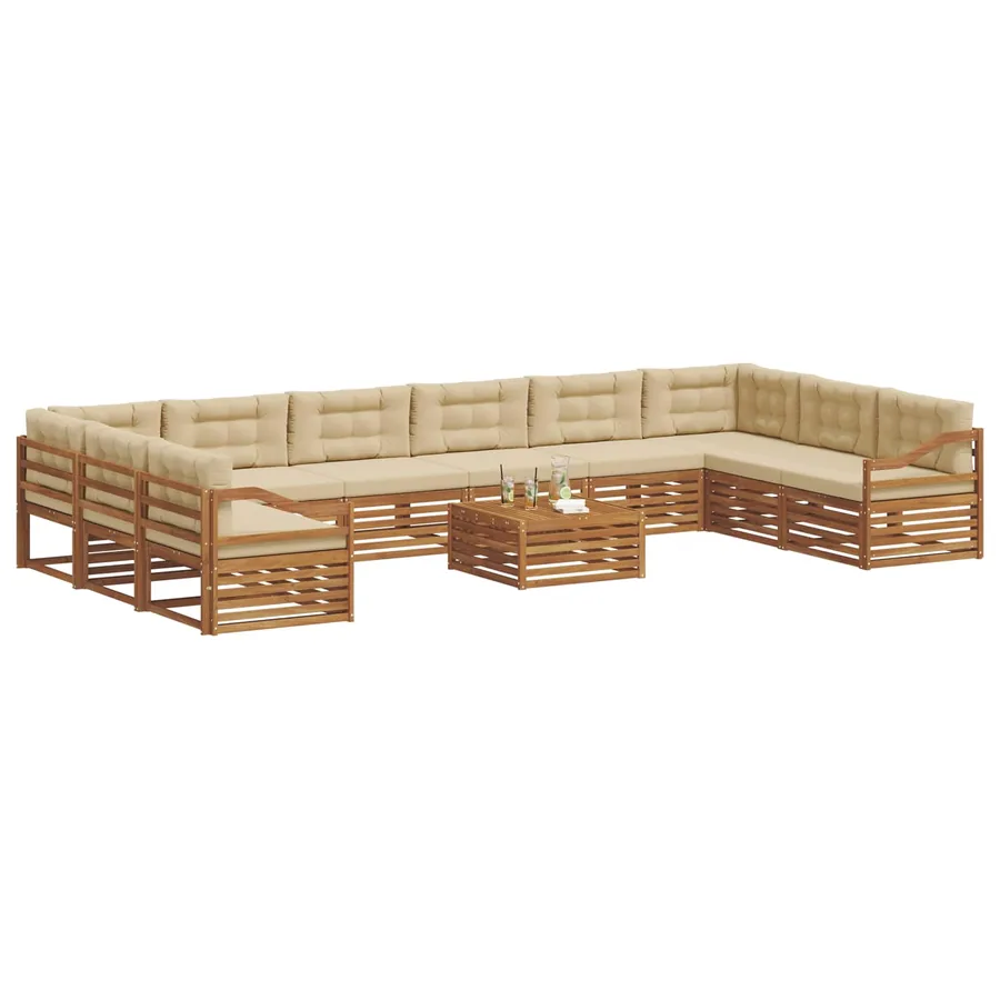 Ensembles de canapés avec coussin 11 pcs Naturel et Beige - 3