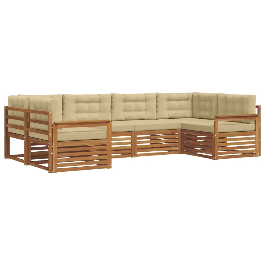 Ensemble de canapés d'extérieur 6 pcs Naturel et Beige - 2