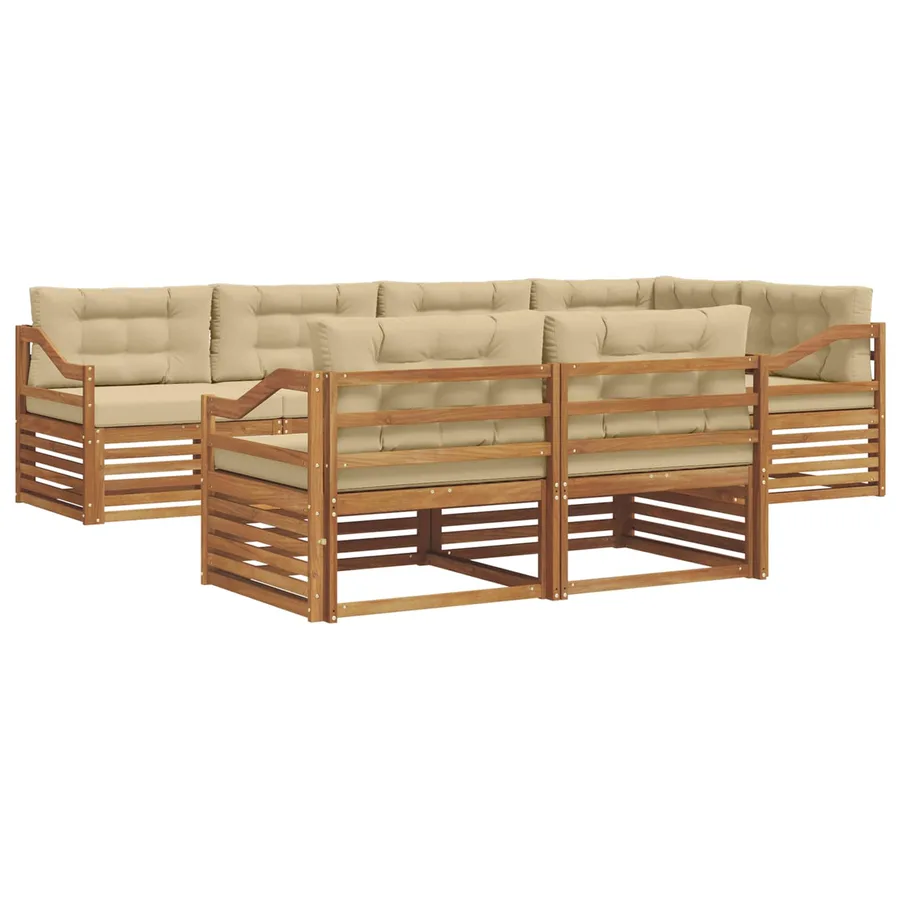 Ensemble de canapés d'extérieur 7 pcs Naturel et Beige - 2