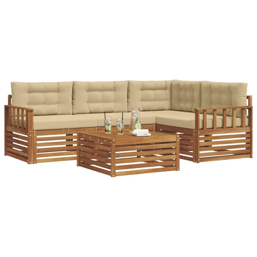 Ensemble de canapés d'extérieur 5 pcs Naturel et Beige - 3