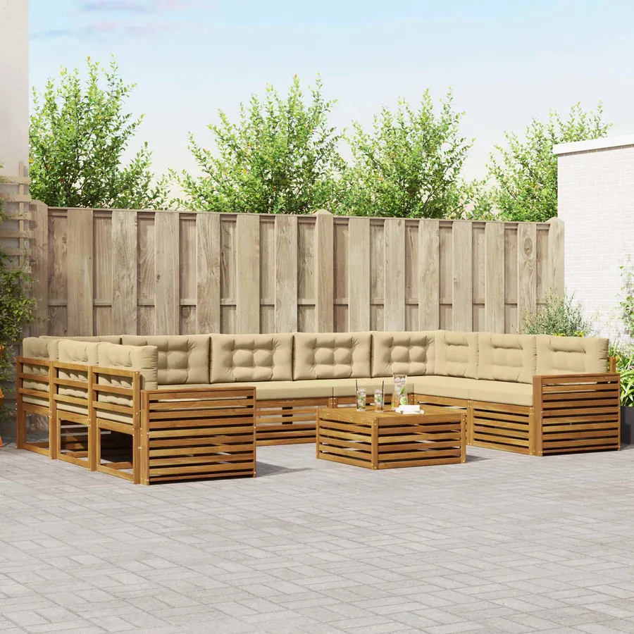Ensemble de canapés d'extérieur 10 pcs Naturel et Beige