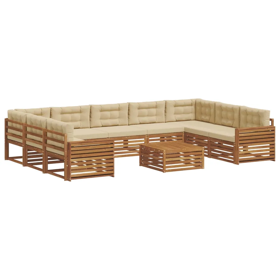 Ensemble de canapés d'extérieur 10 pcs Naturel et Beige - 2