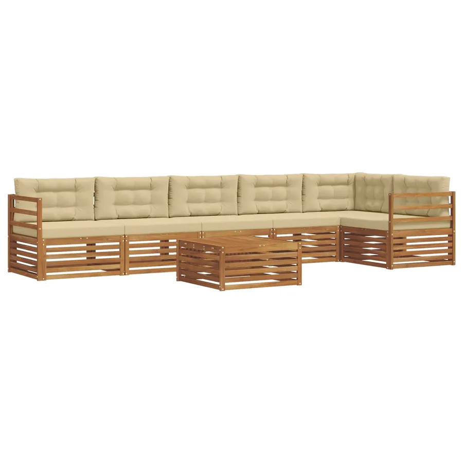 Ensemble de canapés d'extérieur 7 pcs Naturel et Beige - 2