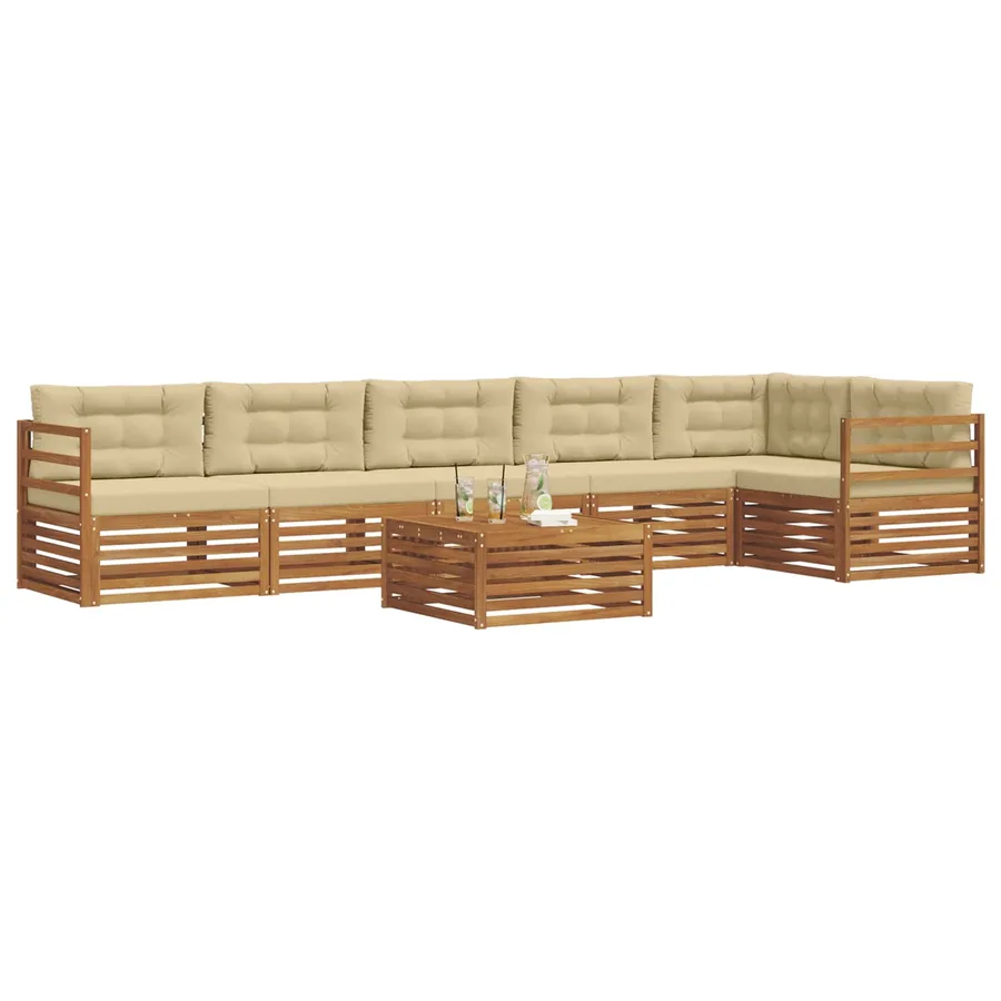 Ensemble de canapés d'extérieur 7 pcs Naturel et Beige - 3