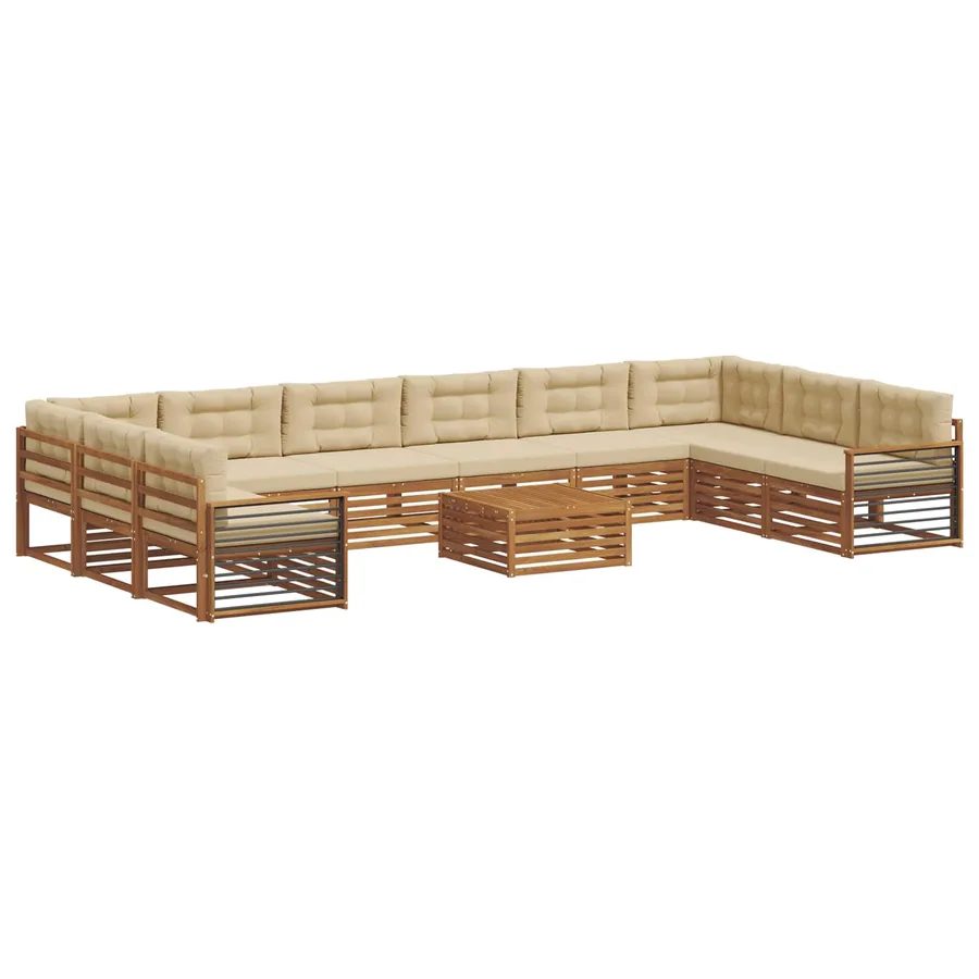 Ensembles de canapés avec coussin 11 pcs Naturel et Beige - 2
