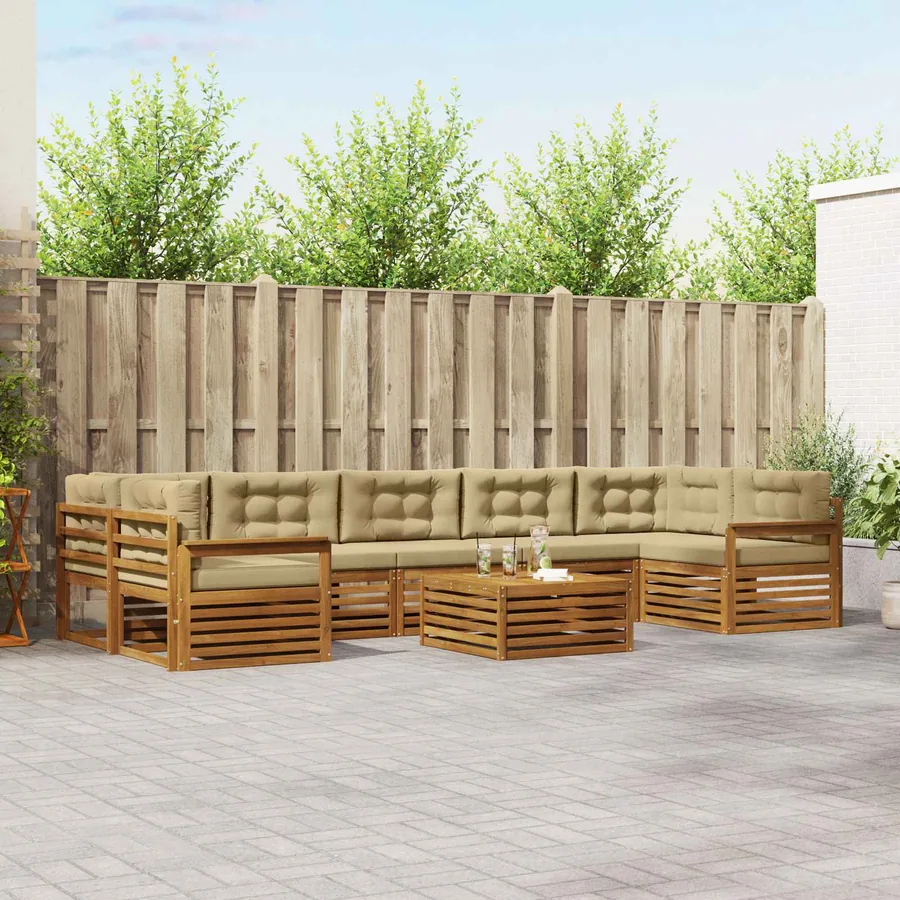 Ensemble de canapés d'extérieur 8 pcs Naturel et Beige
