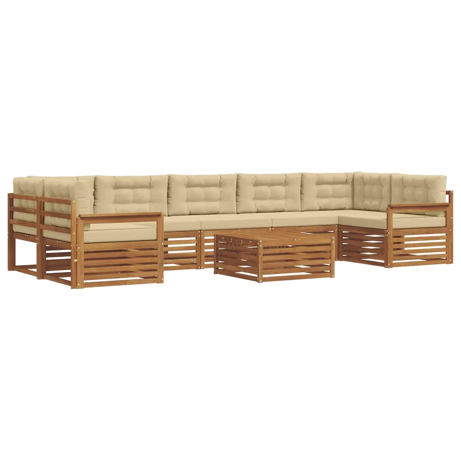 Ensemble de canapés d'extérieur 8 pcs Naturel et Beige - 2
