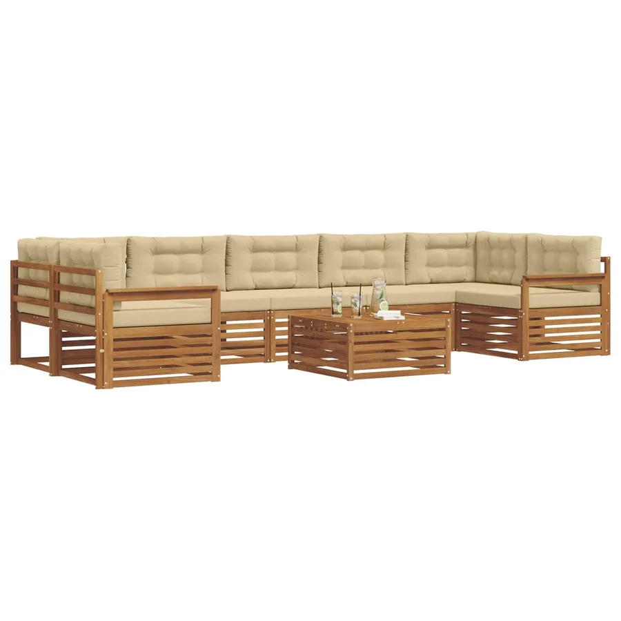 Ensemble de canapés d'extérieur 8 pcs Naturel et Beige - 3