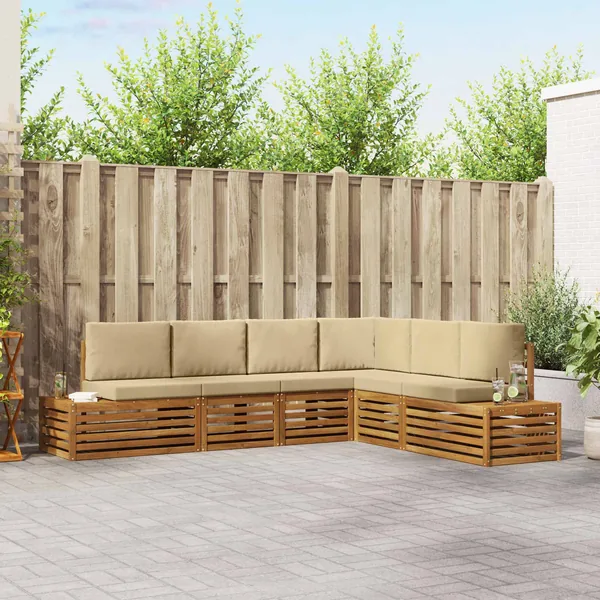 Ensemble de canapés d'extérieur avec coussin Naturel et Beige