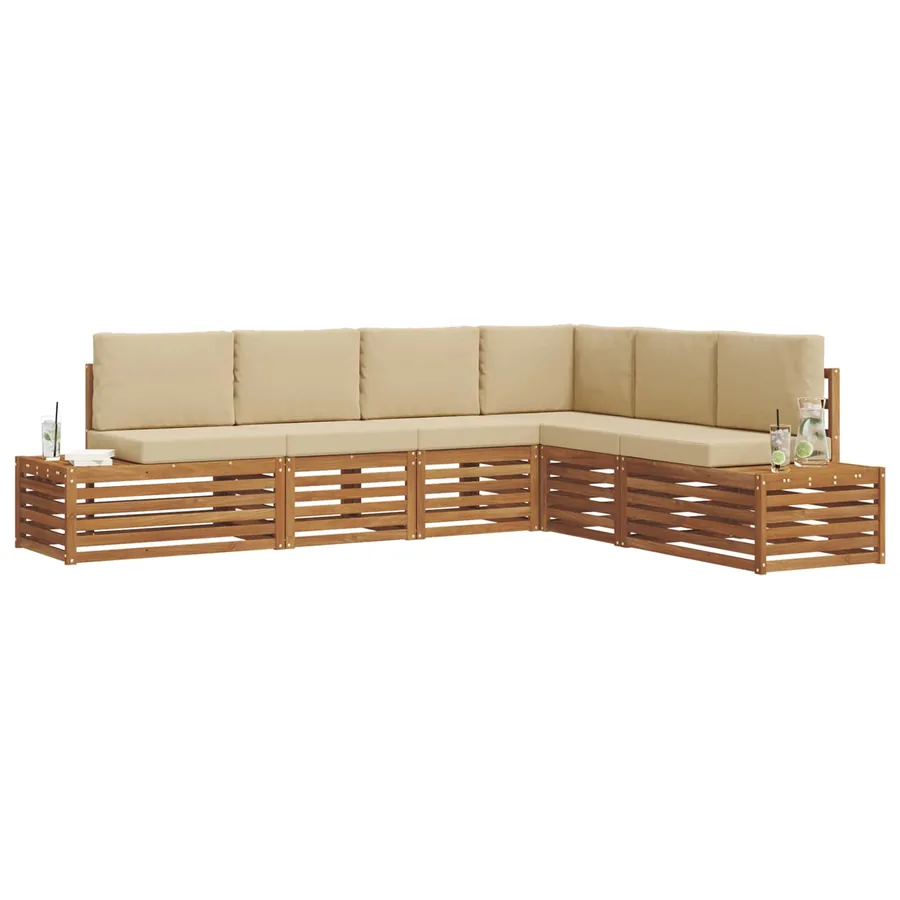 Ensemble de canapés d'extérieur avec coussin Naturel et Beige - 3