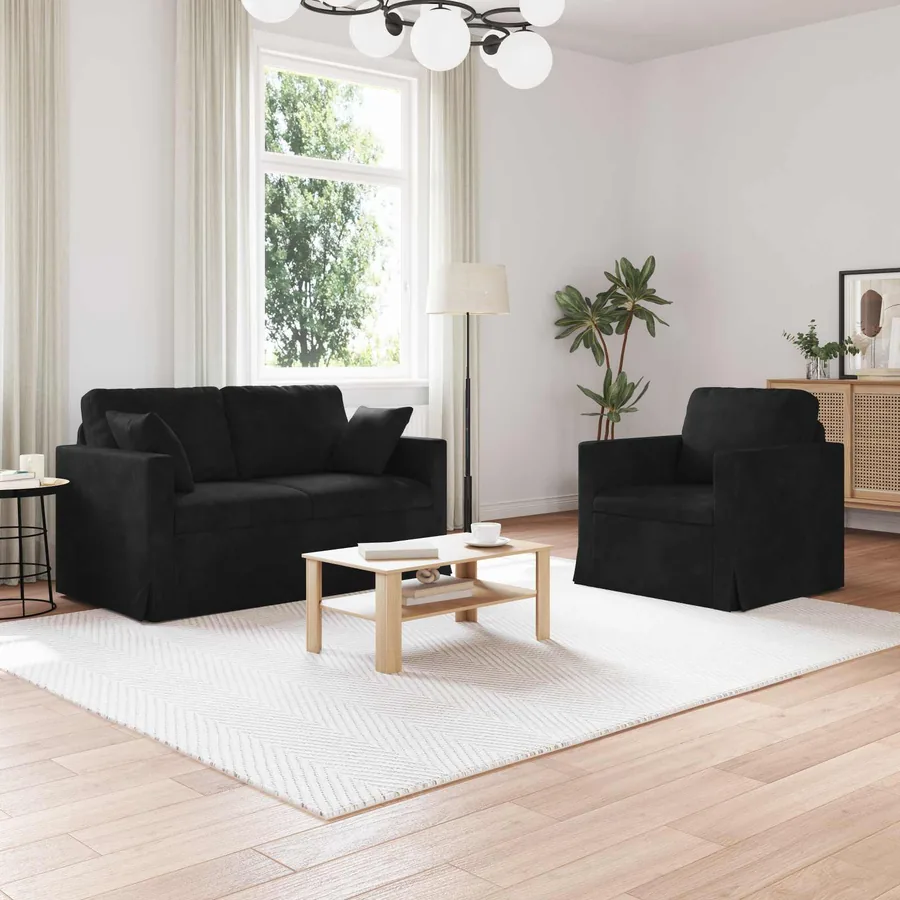 Ensemble de Canapés 2 pcs Noir 138 x 78 x 80 cm Velours